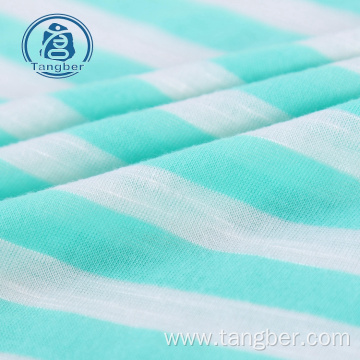 Stripe Knitted Spun Polyester Jersey Slub Fabric